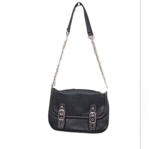 Elegant Black Faux Leather Shoulder Bag